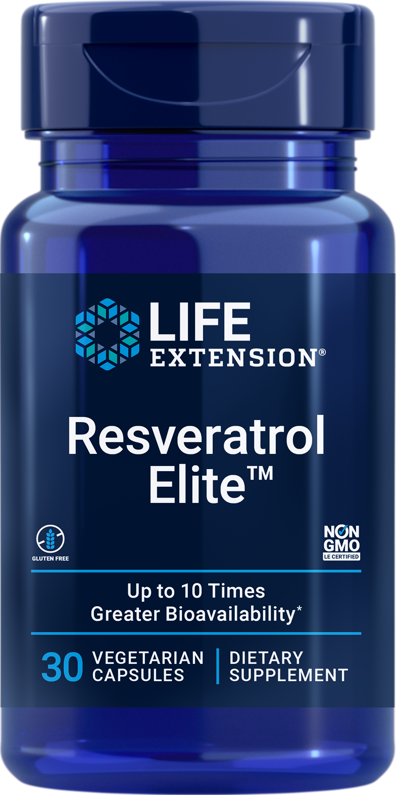 Life Extension Resveratrol Elite™ 30 vegetarian capsules, bioavailable trans-resveratrol with powerful health benefits